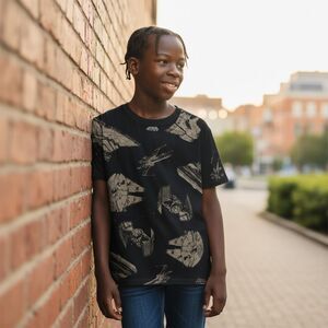 Star Wars Fifth Sun Ships X Wing TIE Star Destroyer Millennium Graphic T-shirt S